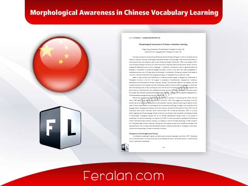 Morphological Awareness in Chinese Vocabulary Learning
